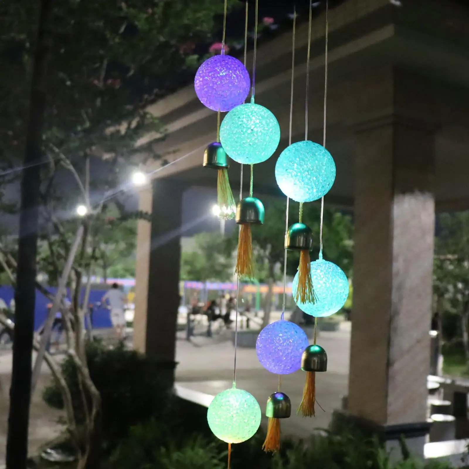 

Светодиодный ветряной колокольчик на солнечной батарее, хрустальный шар, колибри, колокольчик с изменением цвета светильник водонепроница...