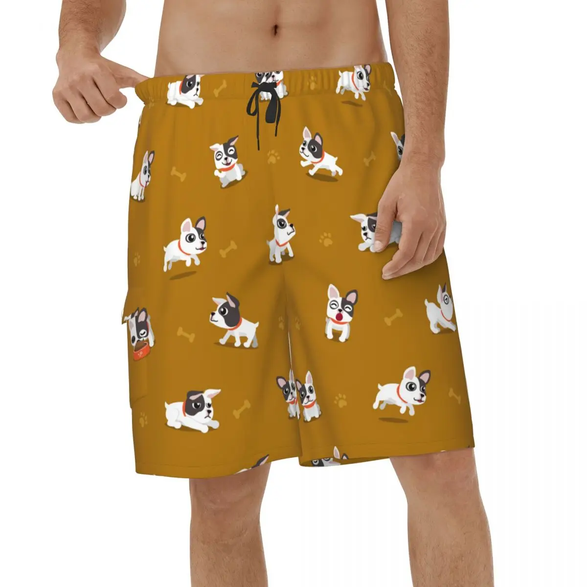 

Cartoon French Bulldog Shorts Summer Men's Beach Shorts Cute Dogs Casual Male Swim Trunks
