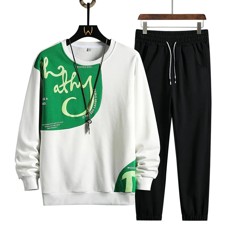 Casual Tracksuit Men Hip Hop 2 Piece Sets 2023 Spring Patchwork Print Sweatshirts Sets Mens Fashion Streetwear Trend Sportswear