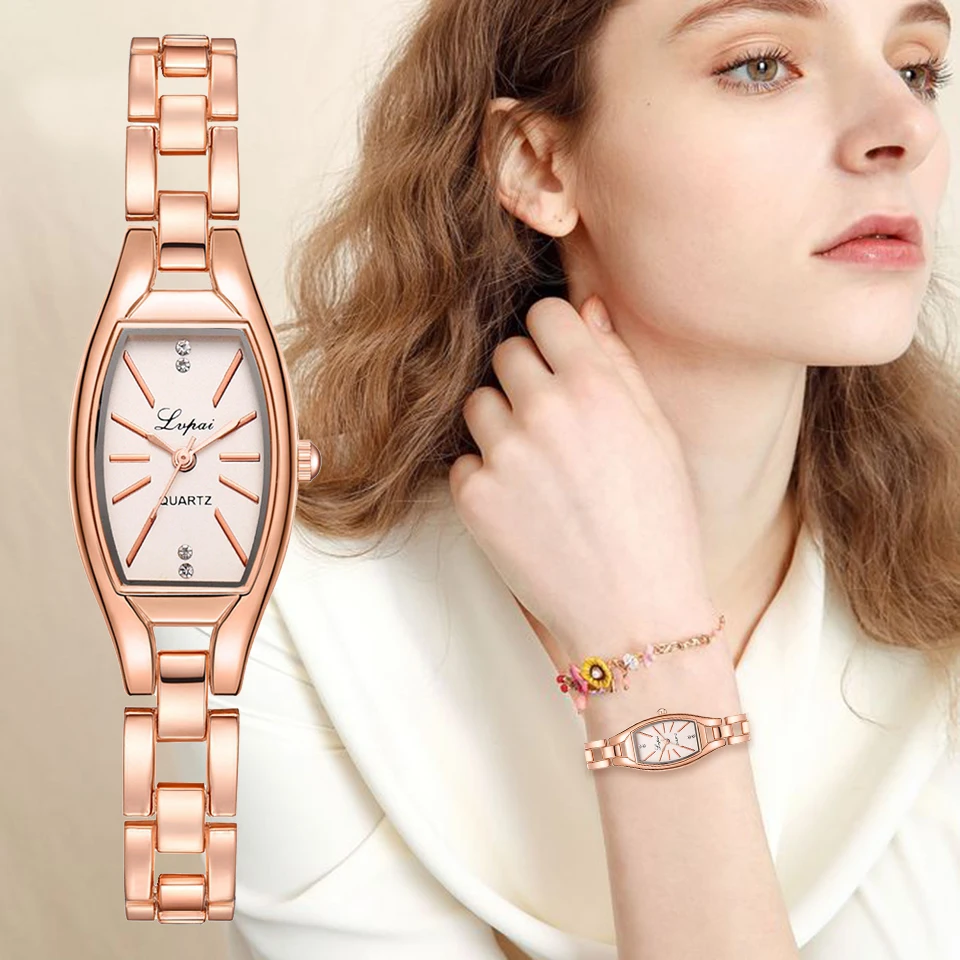 

LVPAI Rose Gold Casual Quartz Ladies Bracelet Wristwatches New Arrive Creative Women Fashion Luxury Watch Dress Quartz Clock