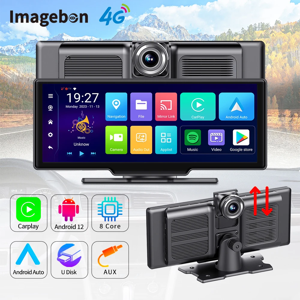 Imagebon 10,26 "4G Android 12 Видеорегистратор 8-ядерный беспроводной ...