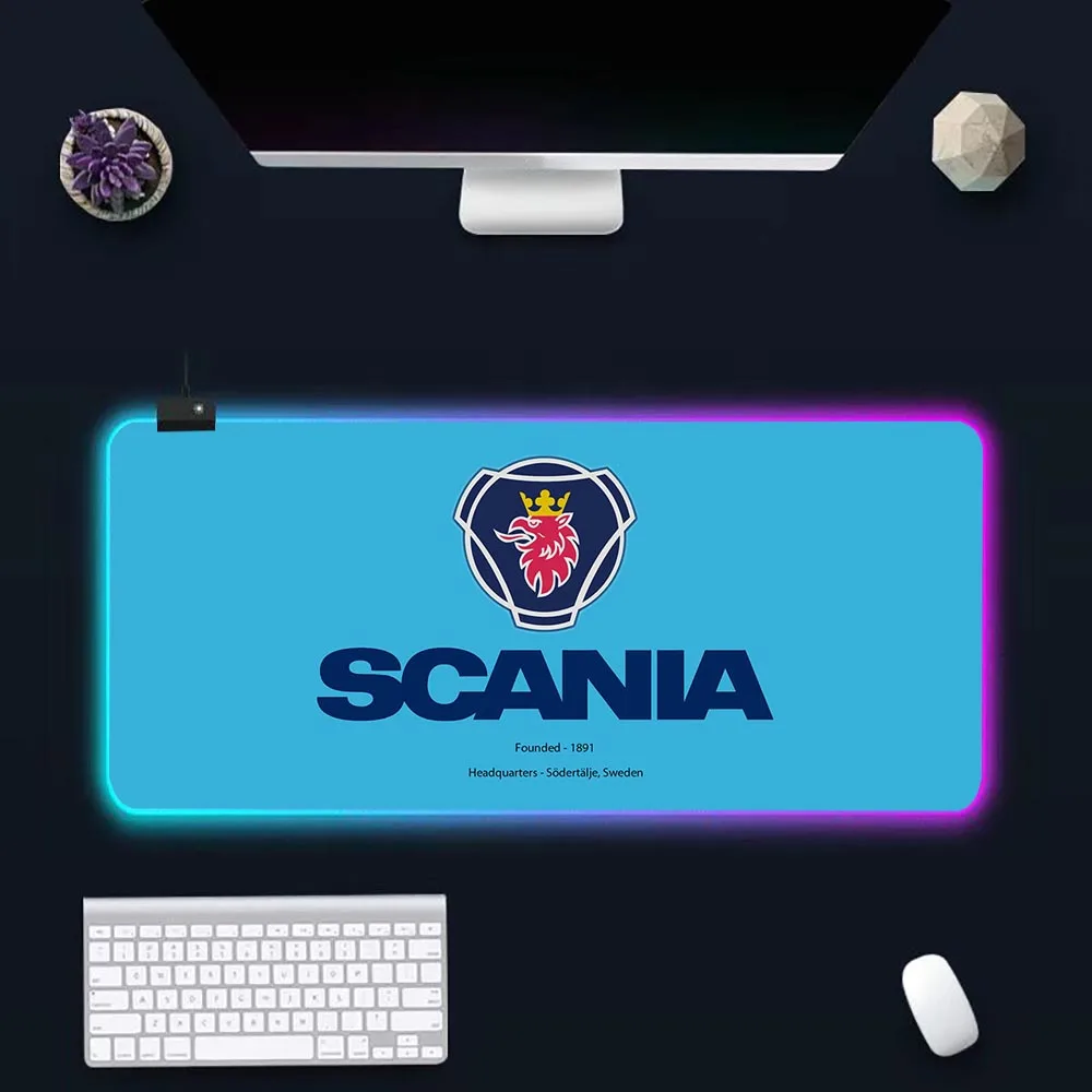 

Luxury Car scanias RGB Pc Gamer Keyboard Mouse Pad Mousepad LED Glowing Mouse Mats Rubber Gaming Computer Mausepad