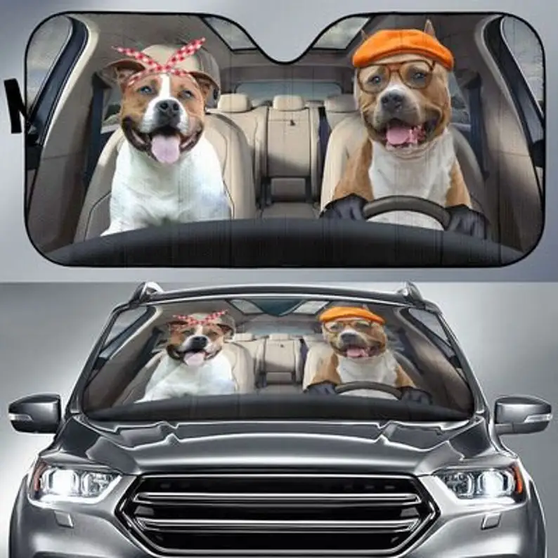 

Pit Bull Safe Driver Auto Sun Shade Windshield Sunshade, Car Accessories, Custom Animal Pattern Sunshade