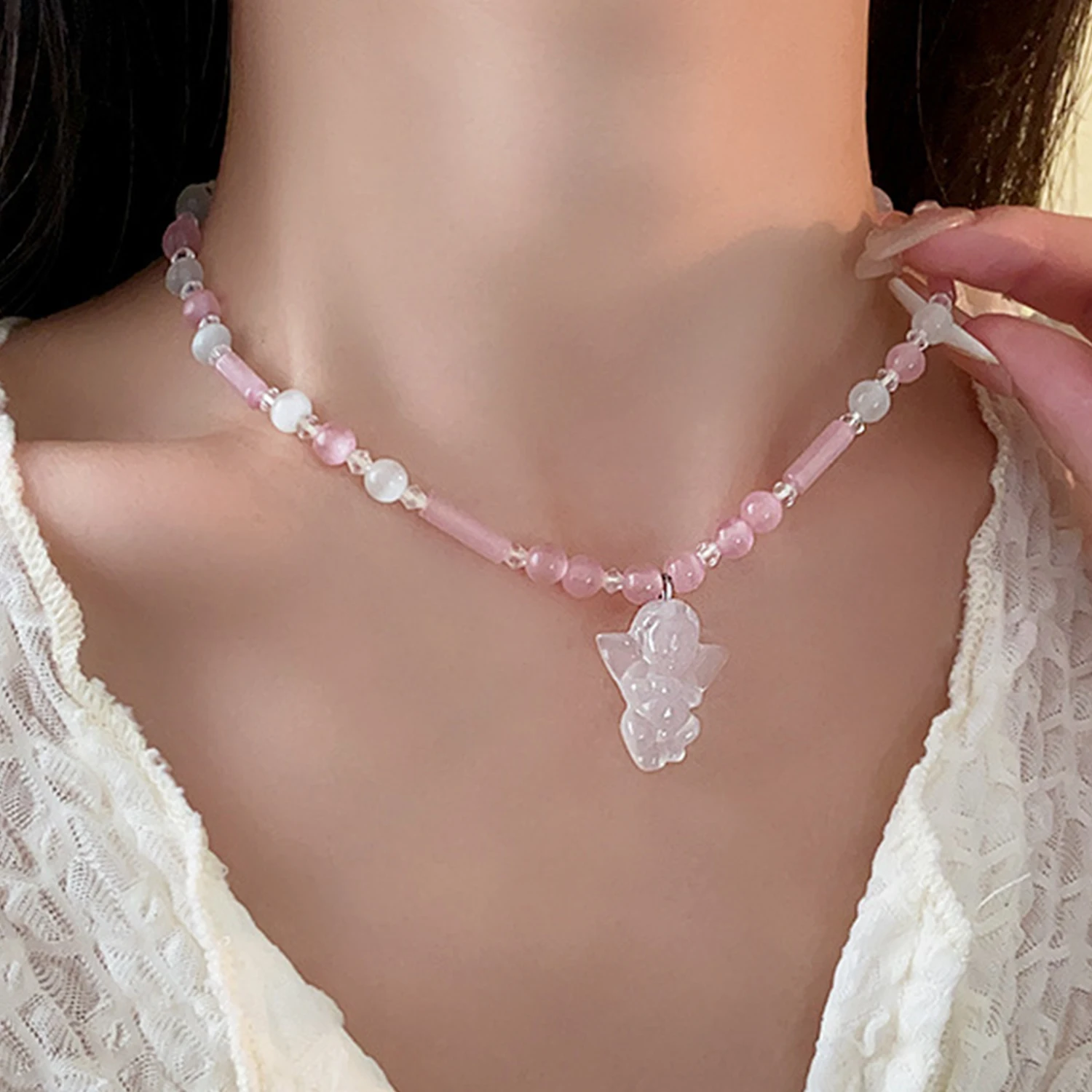 

Opal Butterfly Angel Necklace Temperament Personality Accessories New Style Clavicle Chain Pendant Necklace 2023 New