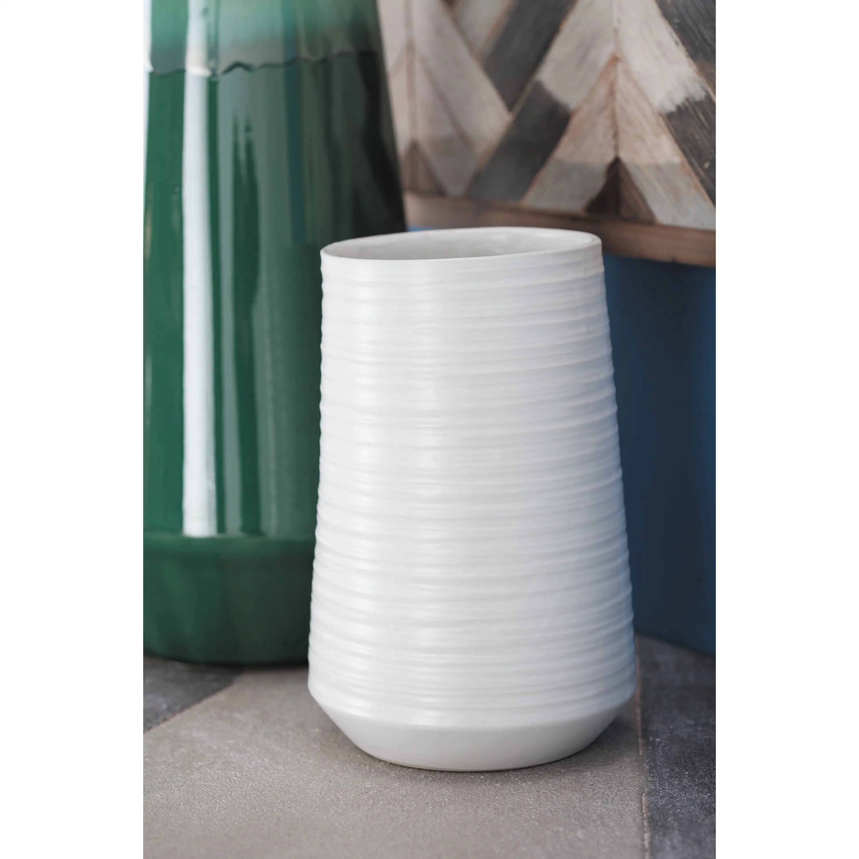 

9" Ribbed White Porcelain Vase