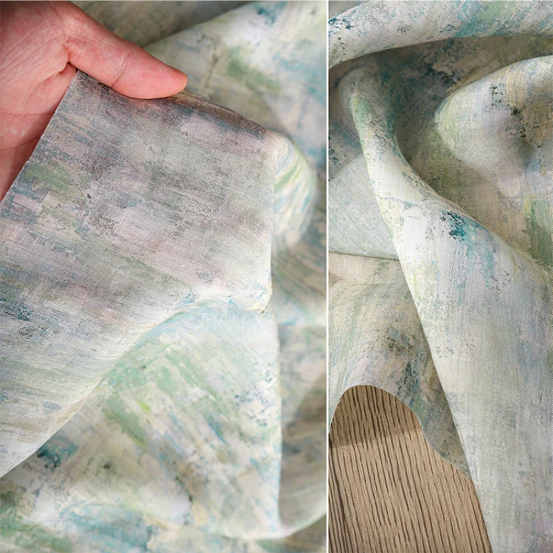 Zhuma исцеляющая зеленая кисть жаккардовая ткань художественный галстук красящая