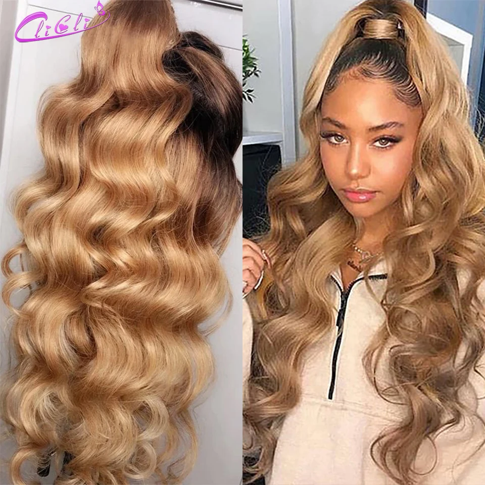 Body Wave Lace Front Wig Ombre Honey Blonde Lace Wig Body Wave Brown Human Hair Wigs 1B 99j Burgundy Lace Front Wigs Pre Plucked