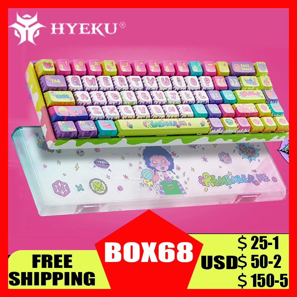 Механическая клавиатура Hyeku Box68 три режима 2 4 ГГц Bluetooth беспроводная Type-C с
