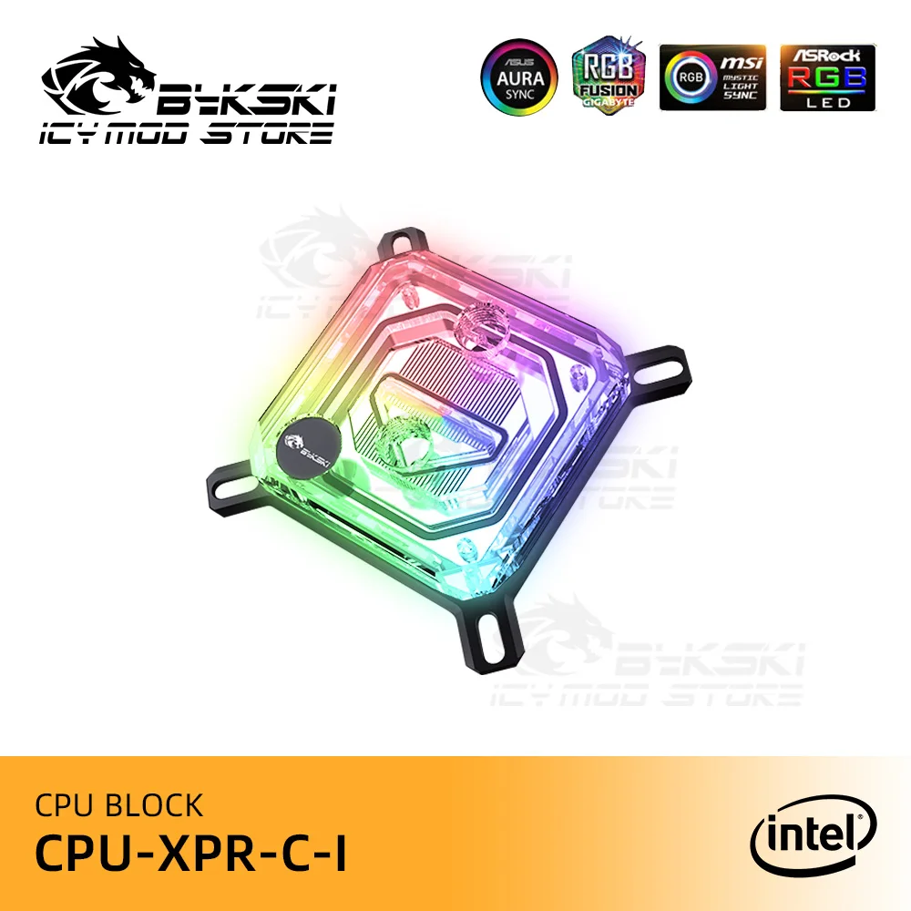 

Водяной кулер для ЦП Bykski для Intel LGA115X 1200 1700 2011 / AM5 AM4, медный радиатор для охлаждения жидкости ARGB 12 В/5 В