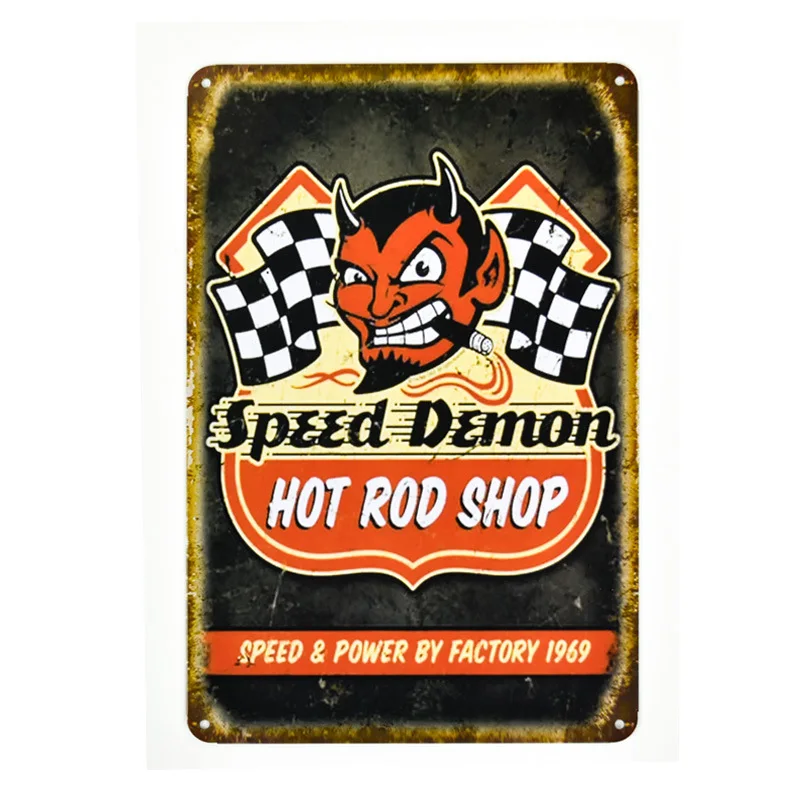 

Vintage Speed Demon Metal Sign Hot Rod Shop Metal Tin Sign Dorm Bar Home Garage Trainspotting for Kitchen Bar Pub Club Man Cave