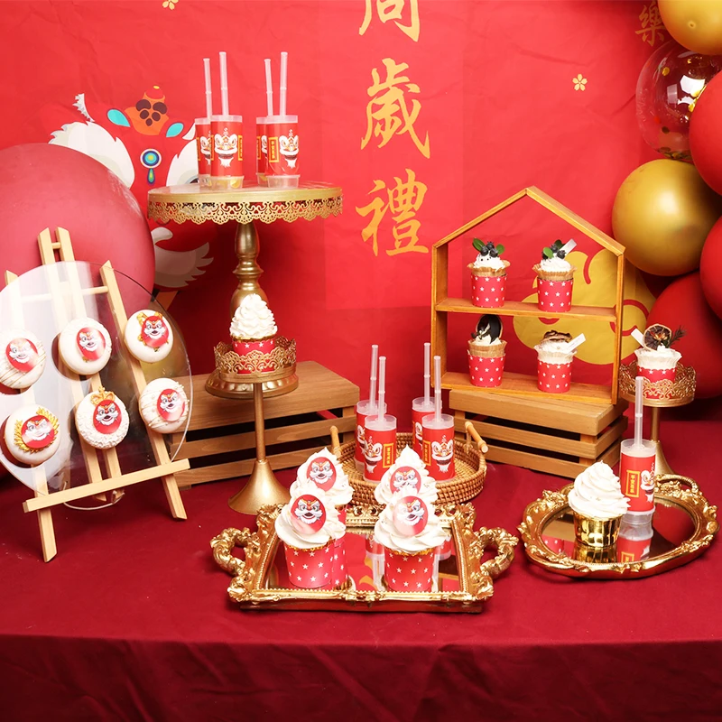 

Gold Wedding Birthday Baking Shop Opening Party Dessert Table Decoration Cake Stands Cupcake Donuts Doughnut Display Holder