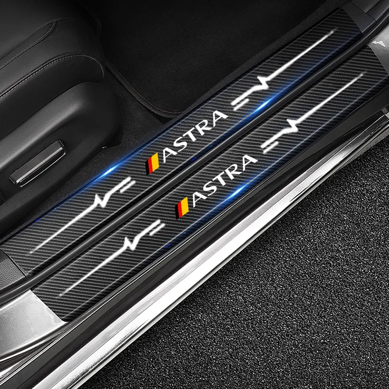 Защитные полоски порога из углеродного волокна для Opel Astra логотип значок на порог