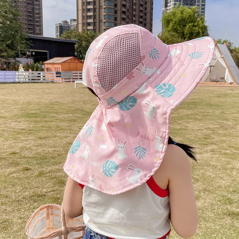 

Children Sun Hat Adjustable Outdoor Toddler Swim Beach Pool Hat Kids Wide Brim Chin Strap Summer Play Hat