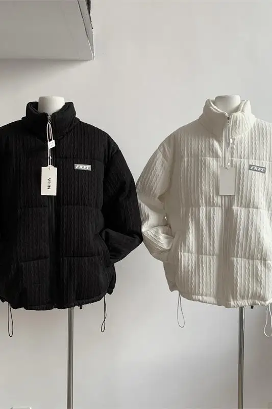 Winter Jacket Women Stand-collar Student Coats Down Cotton Jacket Korean Stand Collar Neutral Casual Cotton Coat Couple Outfit