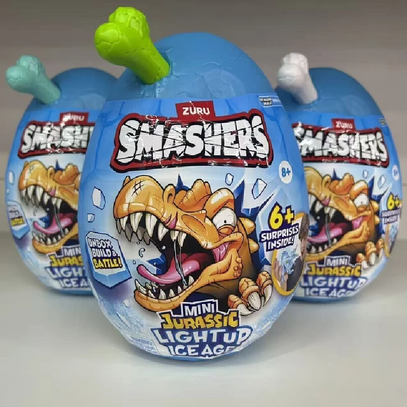 Фото Игрушка-яйцо Zuru Smashers Mini Glacier Dinosaur Escape: Тираннозавр Рекс, светящаяся фигурка-пазл, коллекционная, подарок на день рождения №1
