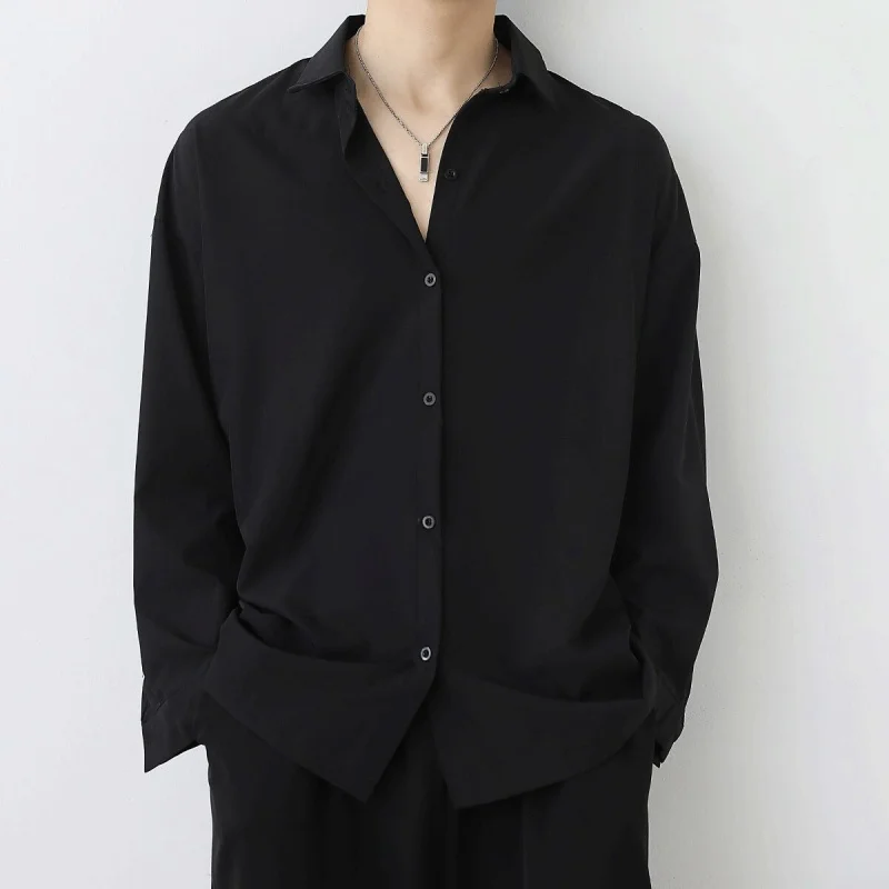 

Black Shirt Men's Long Sleeve Trendy Handsome Korean Style LooseDKUniform Men's Coat Casual Men's Clothing White Shirt