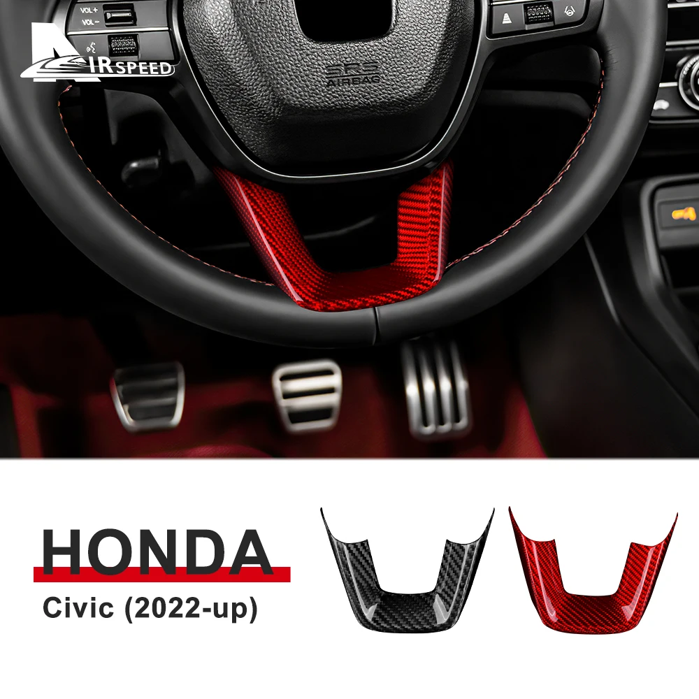 

For Honda CIVIC 11th gen 2022 Interior Trim Decoration Accessories Real Hard Carbon Fiber Car Steering Wheel Panel Frame Cover