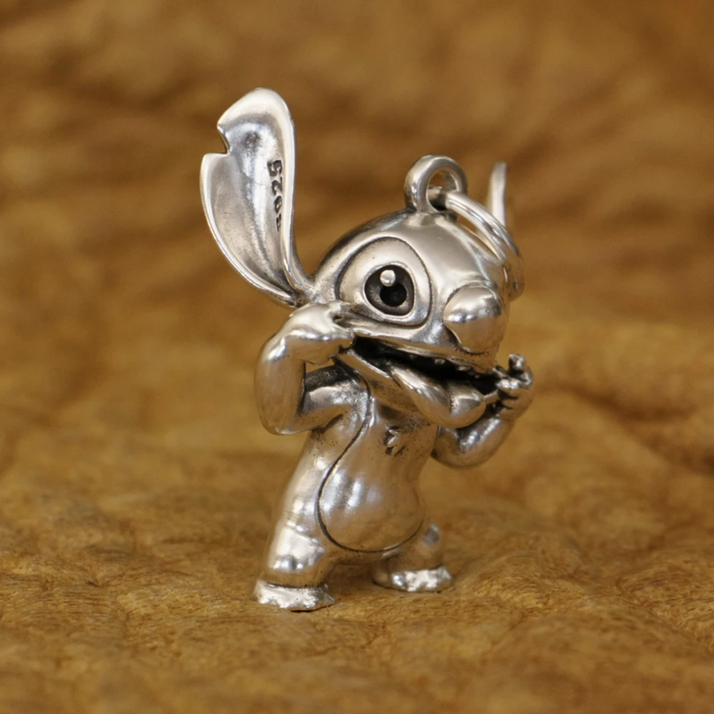 

LINSION Star Baby Cute Little Monster Pendant 925 Sterling Silver Lovely Jewelry TA357