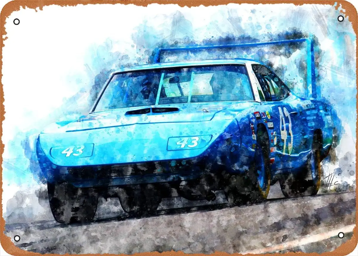 GeRRT Crs nd Rcng Rchrd Petty Superbrd Плакат 8x12 nch Ретро Vntge Metl Sgn Home Mn Cve rt