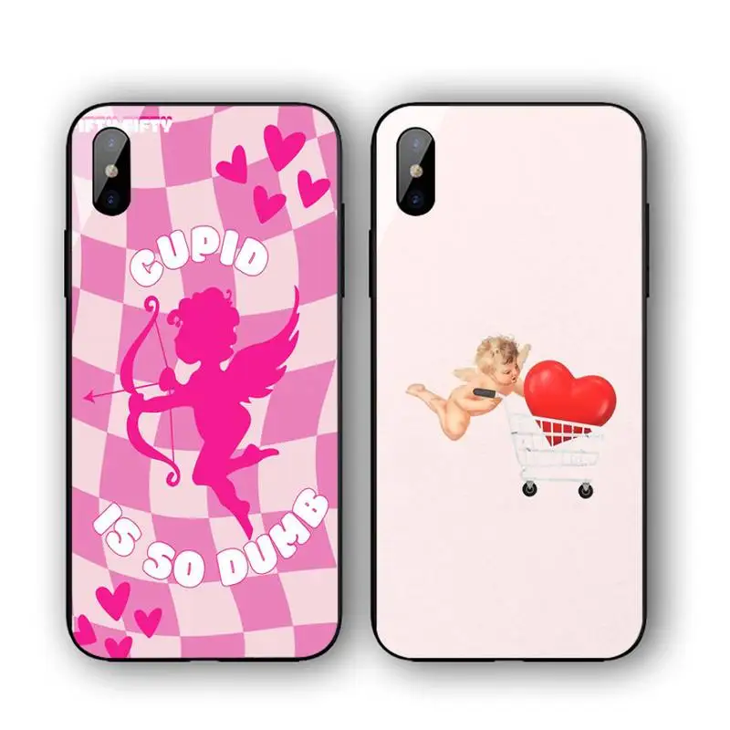 

Cute Cupid Phone Case For Iphone 11 12 13 14 Pro Max 7 8 Plus X Xr Xs Max Se2020 Tempered Glass Cove