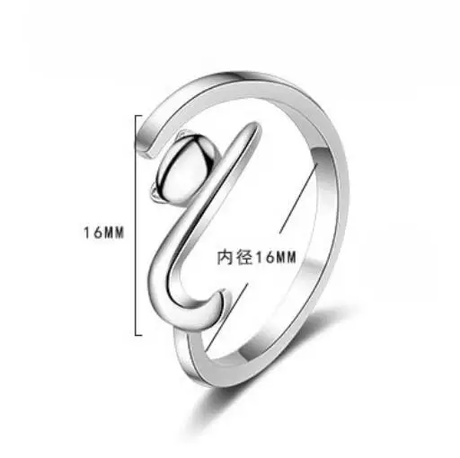 Женское серебряное кольцо с длинным хвостом регулируемое обручальное