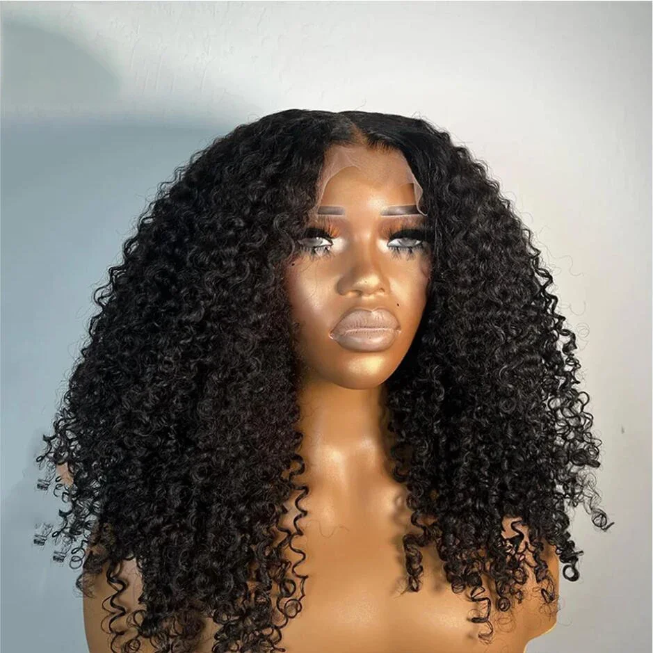 Парик женский черный кудрявый без клея 26 дюймов 13 х6