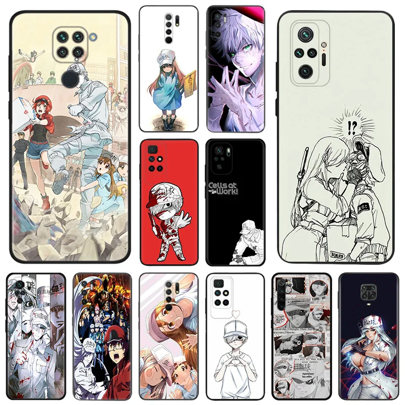 Матовые чехлы для телефонов Redmi 9 9A 9C 9T K40 K60 A3 A2 A1 Plus Note 9s 8T 7 8 Pro A3X Cells At Work Anime Black Soft