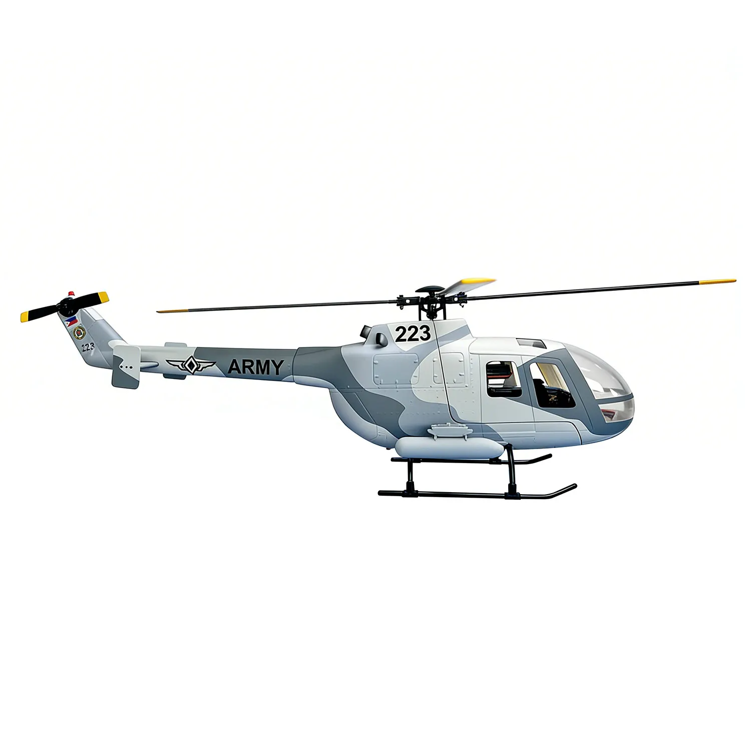 Фото Радиоуправляемый вертолет ROBAN RTF 450 размера BO-105 ARMY с камуфляжной расцветкой, 4 лопасти, модель X2 с GPS. №1