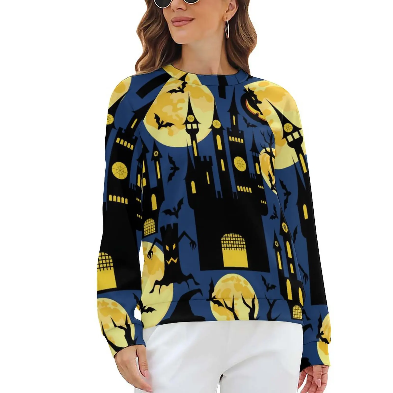 

Женские повседневные толстовки в стиле «летучая мышь и дом»