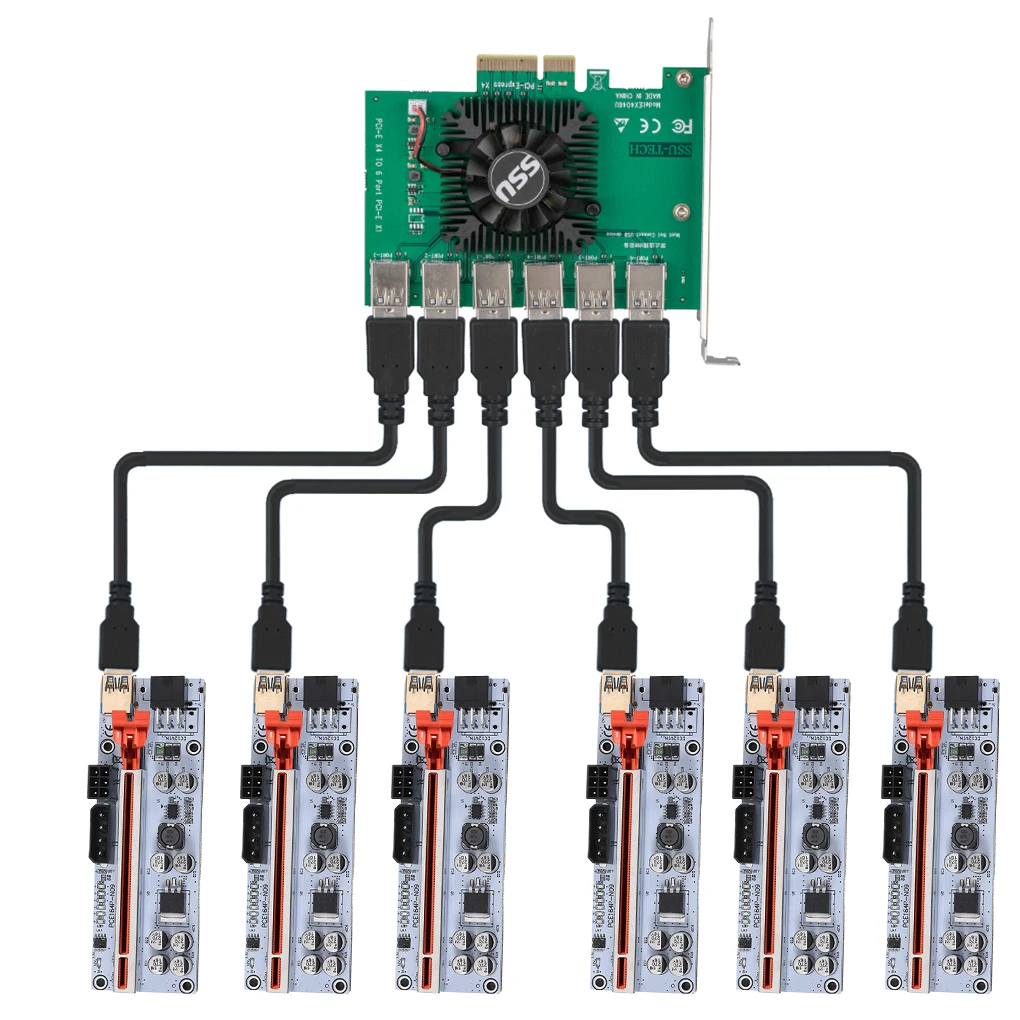 

6 шт., адаптер PCI-E Express, 1x до 16x, Райзер 010