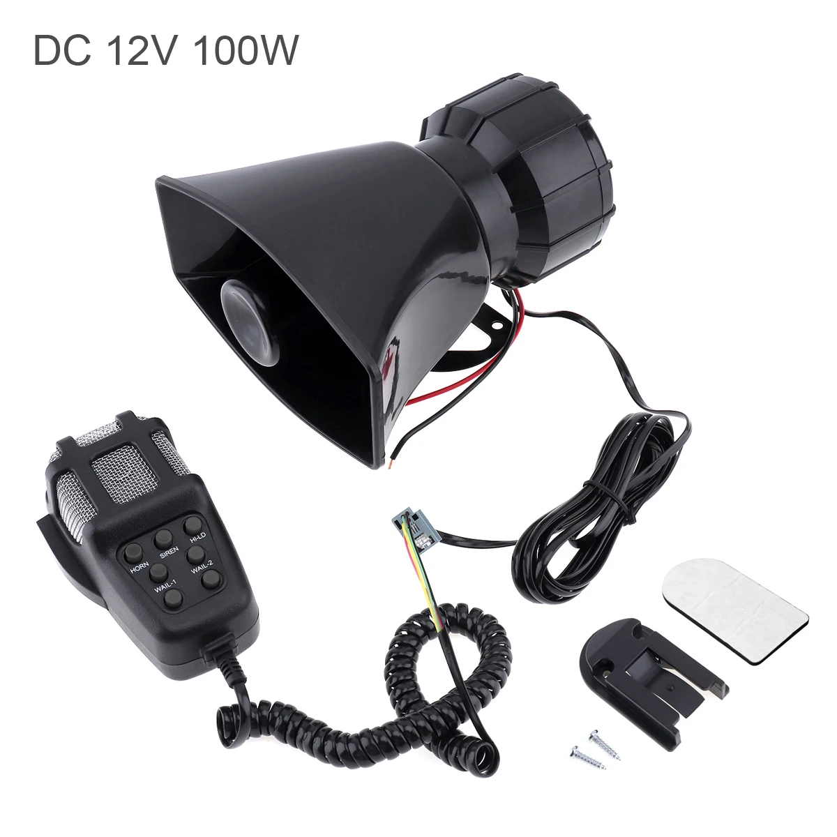 

100W 12V 7 Sound Super Loud Car Electronic Warning Siren Motorcycle Alarm Horn Firemen Ambulance Speaker Loudspeaker Microphone