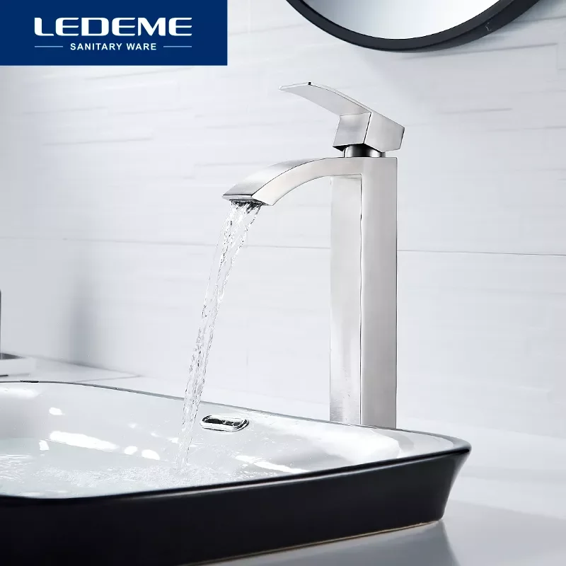 

Stainless Steel Basin Faucet Mixer Tap Hot and Cold Water Mixer Sink Faucet Deck Mounted Basin Faucets Taps L71117