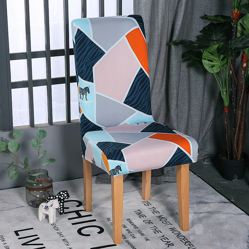 

Geometry Stretch Chair Cover Spandex Elastic Slipcovers Chair Seat Covers For Dining Room Banquet Hotel Restaurant Kitchen
