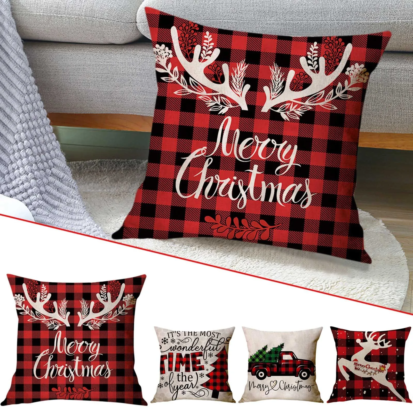 

Pillow Covers for Bed Home Christmas Decor Cushion Cover Survived Family Decorative Throw Pillows with Included Porch Pillows