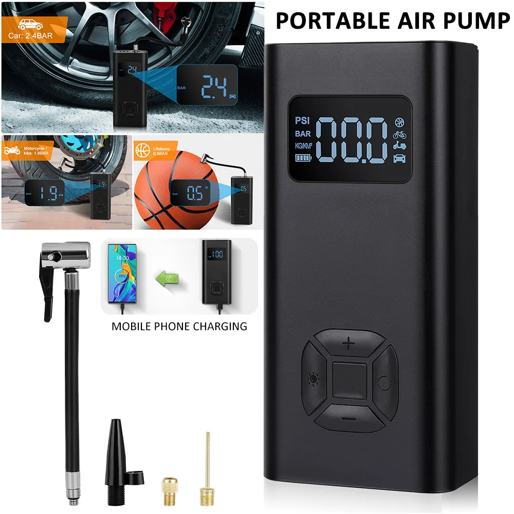 

Car Electrical Tyre Inflator LED Lighting Tire Inflatable Pump Portable Air Compressor for Cars Wheels Bicycle Tires Electric