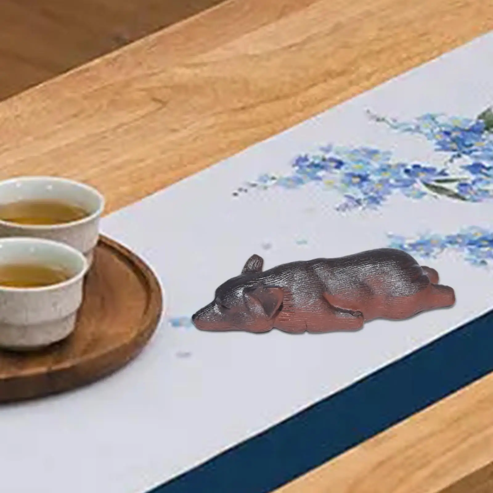 Скульптура Спящая собака мини-фигурка чайного питомца Милая модель кунг-фу для