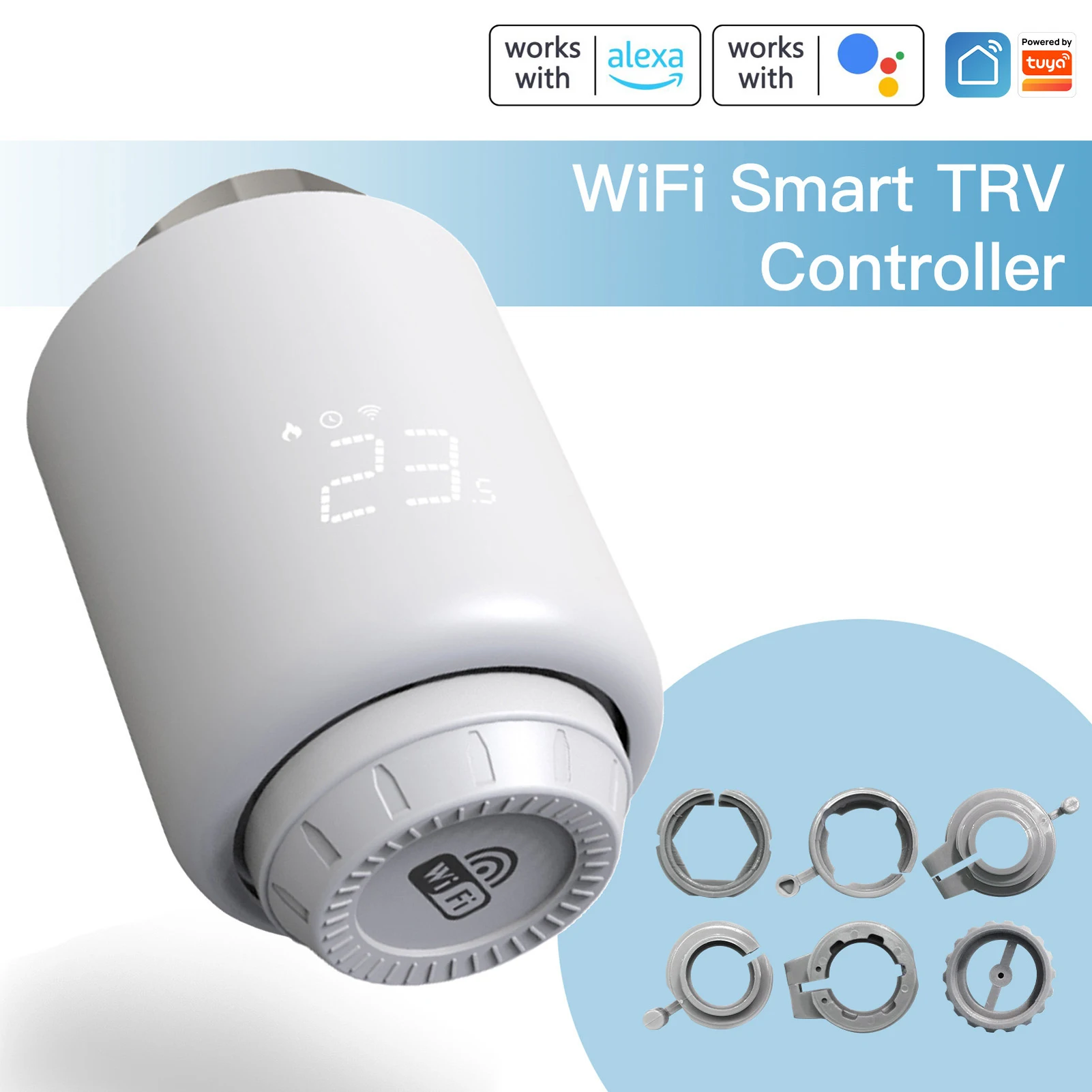 

Термостат ZigBee TRV, привод радиатора, клапан, умный Программируемый Регулятор температуры Alexa GoogleHome