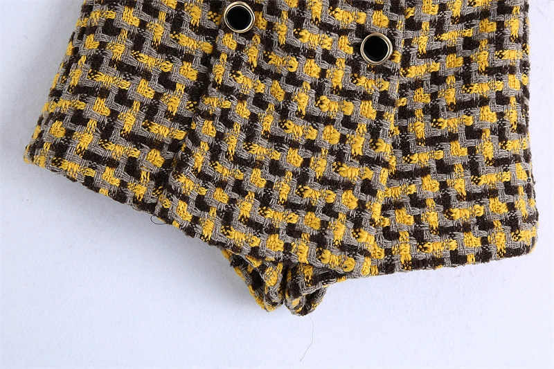 Женский двубортный блейзер в клетку повседневный винтажный английском стиле с