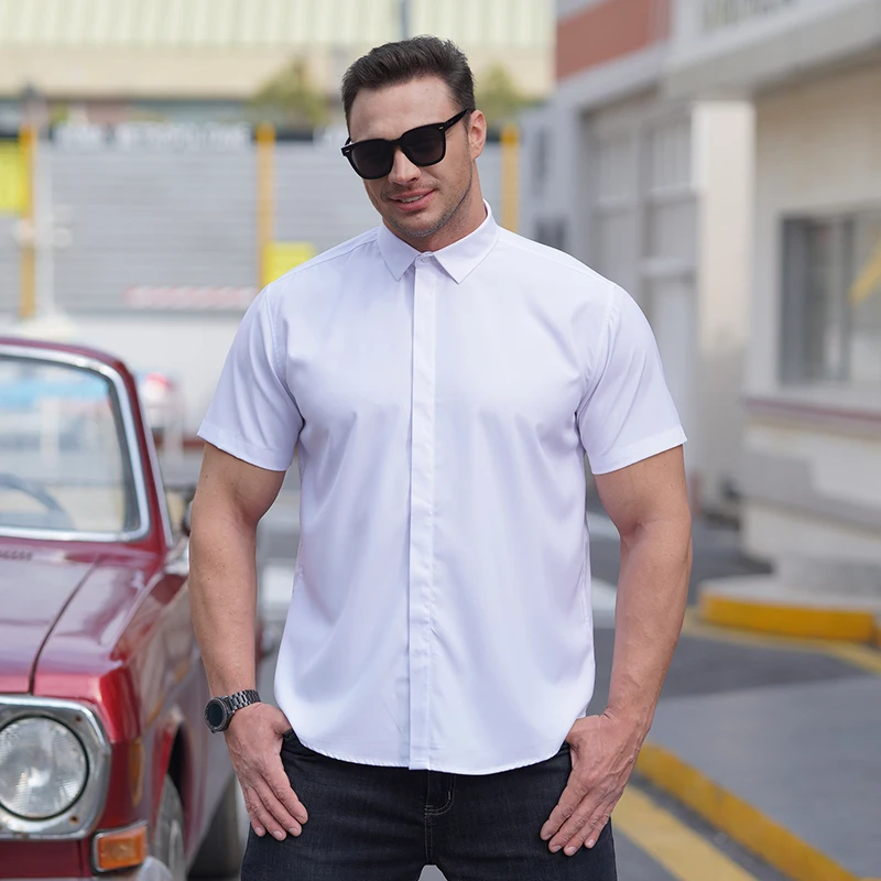 

Мужская деловая Повседневная Однотонная рубашка, большие размеры 4XL/5XL/10XL