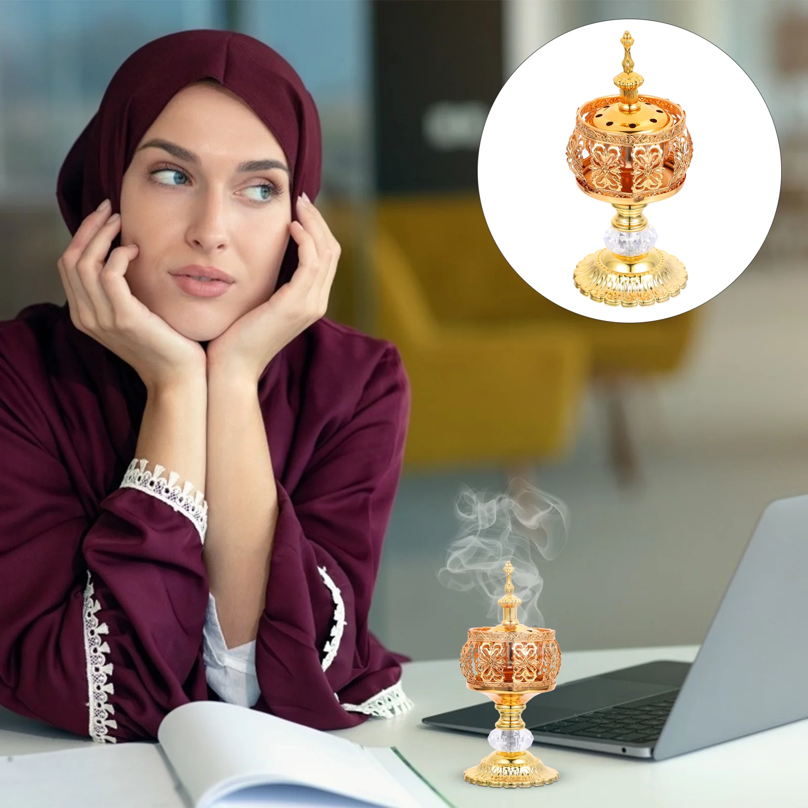

Burnerholder Bakhoor Charcoal Vintage Ash Catcher Coil Portable Cone Myrrh Holders Islamic Metal Iron Decor Arabic Frankincense