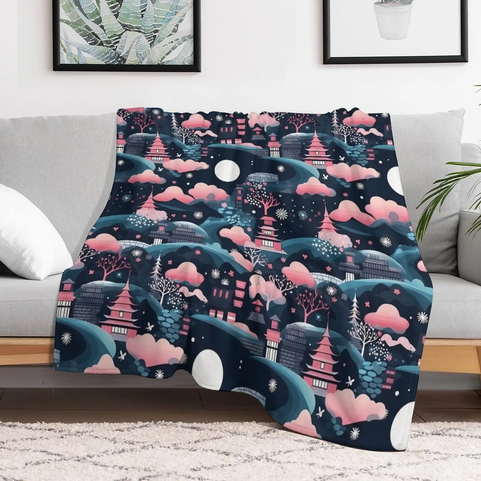 Lofi минималистичное японское архитектурное-бесшовное покрывало милые клетчатые