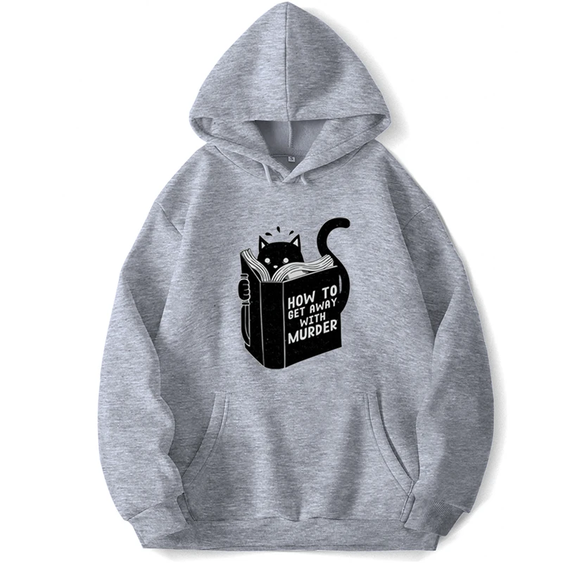 How To Get Away With Murder Cat Funny Hoodies Men Hooded Sweatshirts Trapstar Pocket Spring Autumn Pullover Jumpers Sweatshirt