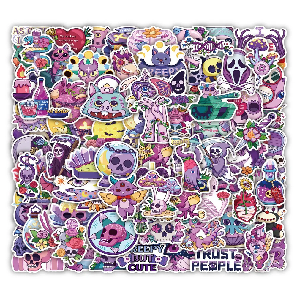 

10/30/50/100PCS Cartoon Gothic Halloween Skull Sticker Home Party Decoration Sticker Waterproof Suitcase Notebook Laptop Sticker