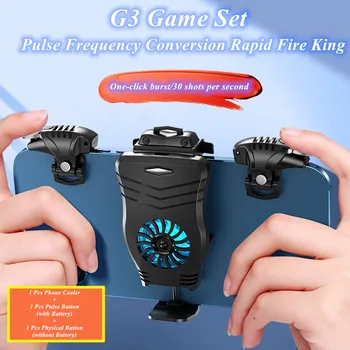 G3 Mobile Phone Gaming Trigger Button for PUBG with Cooling Fan Gaming Accessories Gamepad Joysticks for IPhone Android Game Set 2