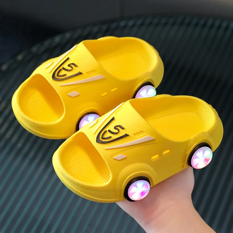 Warrior Boy Glow Slippers Summer Indoor Outdoor Soft Anti-slip Cartoon Car Kids Shoe Personality Fashion Sandals