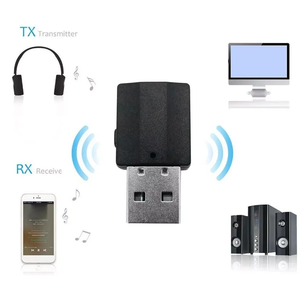 

In1 Bluetooth-compatible 5.0 Audio Receiver Transmitter Wireless Adapter Mini 3.5mm AUX Stereo Transmitter for TV PC Car