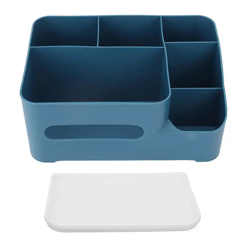 

Tissue Storage Box Navy Blue Large Opening Design Big Capacity Double Layer Heightened Non-slip Base Stable Storage Box For Room