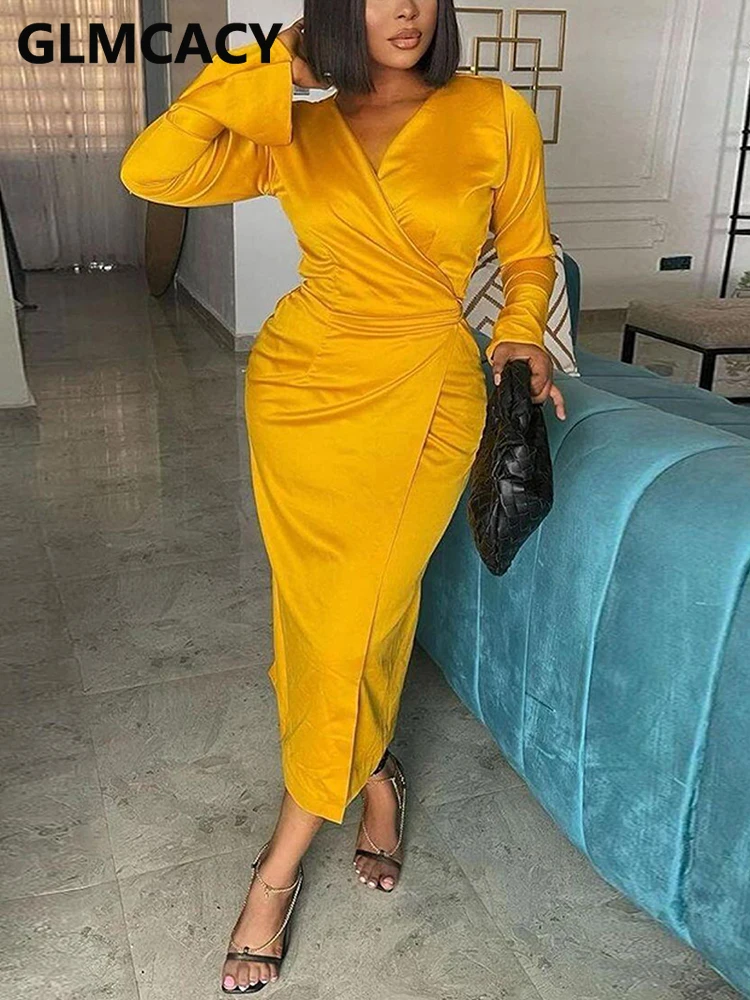 

Женское облегающее платье миди с длинным рукавом и V-образным вырезом, элегантное вечернее платье