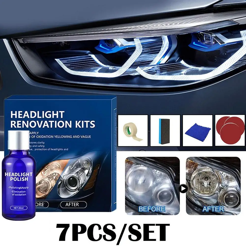 

10/30ML Car Headlight Restoration Kit Scratch Dirt Refurbish Light Protect Polishing Restoration Remove Car Cleaner Accesso T6L7