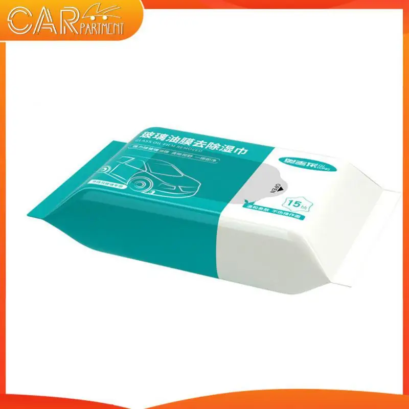 

Portable Car Decontamination Wipes Wide Compatibility 15pcs/pack Car Windscreen Cleaner Easy To Use Effective Non-woven Fabric